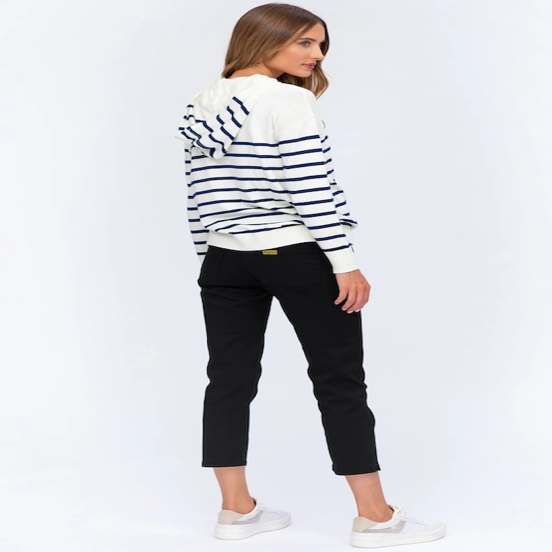 Made in Italy BLACK CAPRI Black Maternity Pants in Stretch Cotton